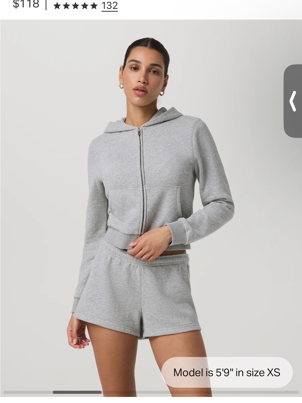 Vuori Sedona Light Heather Gray Full Zip-Front Hooded Jacket - Women